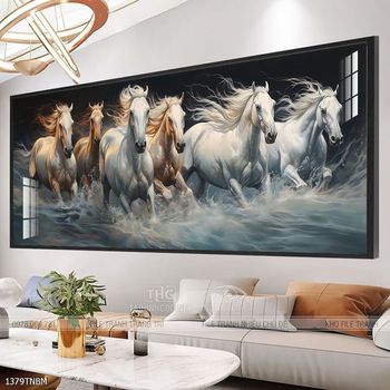 Tranh ngựa bát mã treo tường phòng khách