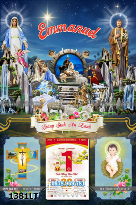 File psd lịch tết công giáo hang đá máng cỏ giáng sinh noel noen chúa giêsu 1381LT