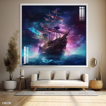 Tranh thuyền buồm vàng phong thủy đẹp