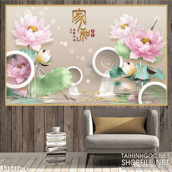 Tranh hoa sen in tường