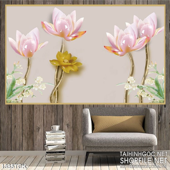 Tranh hoa sen ngọc 3D