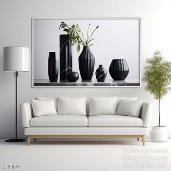 File tranh bình hoa đẹp decor tường nhà trang trí