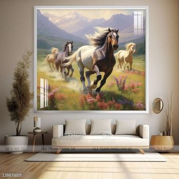 Tranh ngựa bát mã treo tường phòng khách