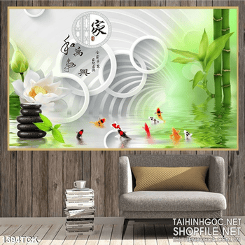 Tranhin nền hoa sen 3D