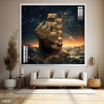 Tranh thuận buồm xuôi gió cánh buồm vàng đẹp nhất