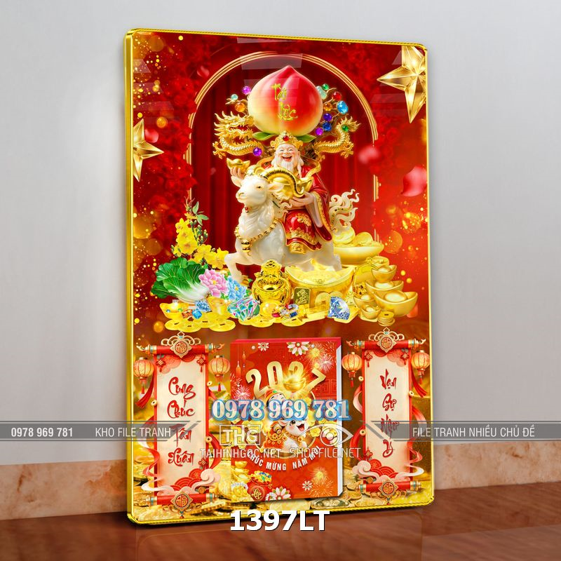 File lịch bloc tráng gương thần tài cưỡi Dê đinh mùi đón xuân 1397LT