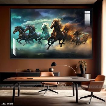 Tranh ngựa bát mã treo tường phòng khách