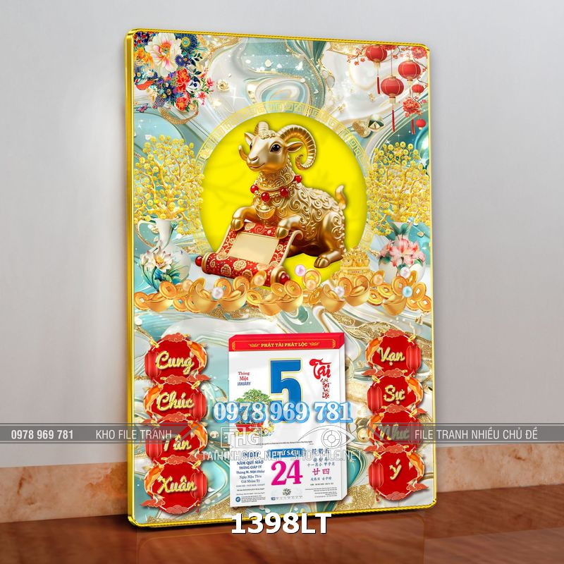 File lịch Tết con dê đinh mùi tài lộc 1398LT