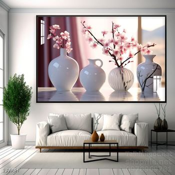 Mẫu tranh bình hoa trang trí tường đẹp tinh tế