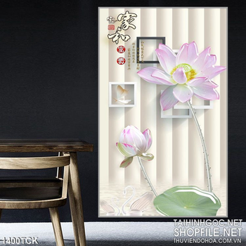 Tranh hoa sen 3D hồng