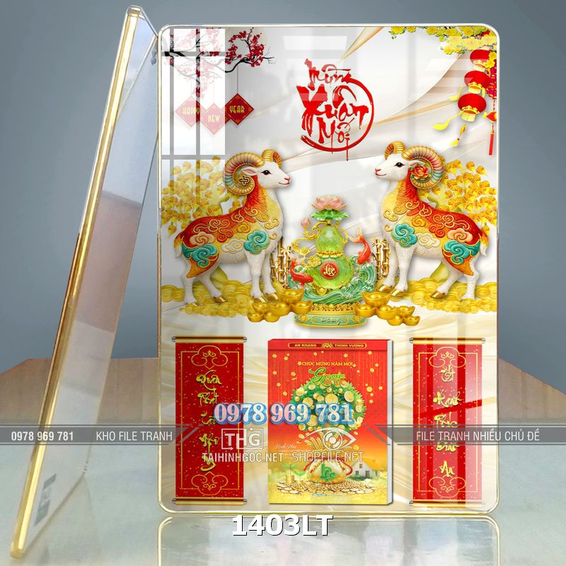 File lịch Tết 2 con dê chúc mừng năm mới treo tường 1403LT
