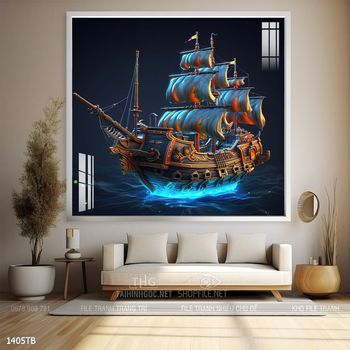 Tranh thuyền buồm vàng phong thủy đẹp