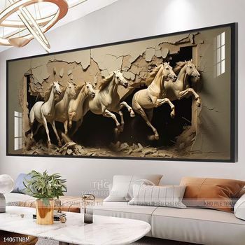 Tranh ngựa bát mã treo tường phòng khách