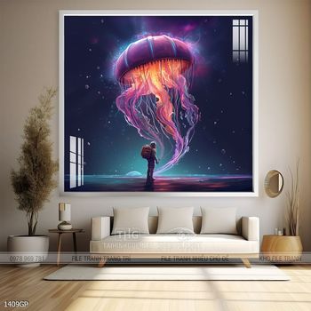 Tranh phi hành gia decor tường nhà