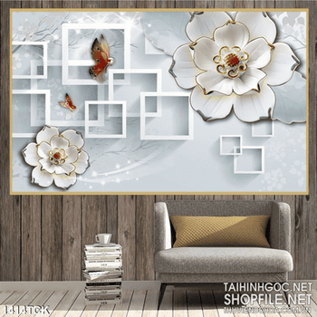 Tranh in lụa hoa sen trắng ngọc