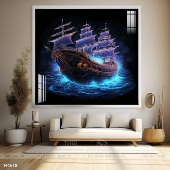 Tranh thuyền buồm vàng phong thủy đẹp