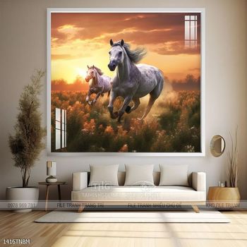 Tranh ngựa bát mã decor trang trí tường