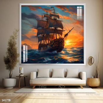 Tranh thuận buồm xuôi gió cánh buồm vàng đẹp nhất