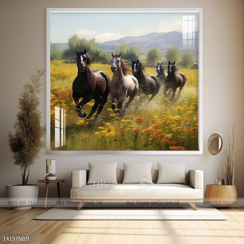 Tranh ngựa bát mã trang trí tường nhà