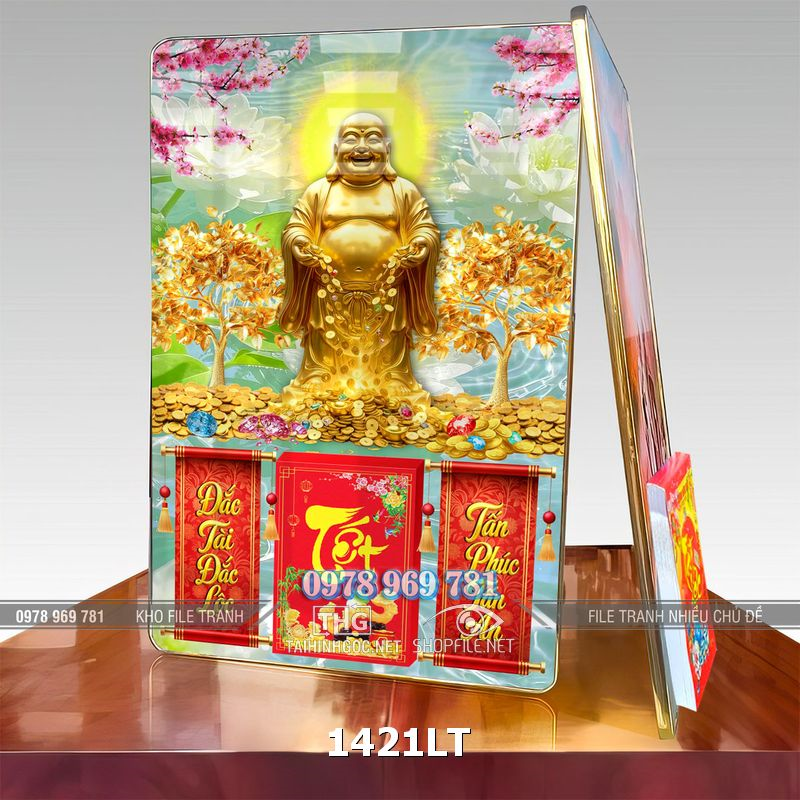 File đốc lịch Tết ông dic lặc vàng gold mai đào xuân 1421LT
