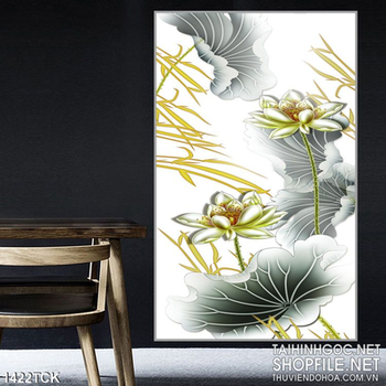 Hoa sen đẹp in kính