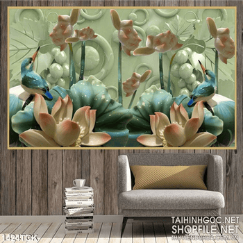 Tranh in kính sen nở