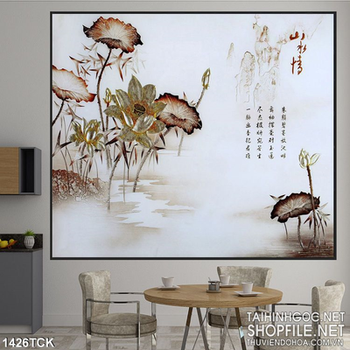 Tranh hoa sen thủy mặc