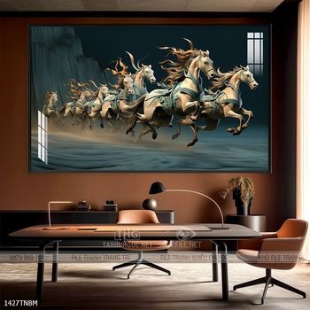 Tranh ngựa bát mã treo tường phòng khách