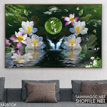 Tranh in hoa sen Thọ