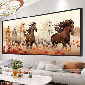 Tranh ngựa bát mã trang trí tường nhà