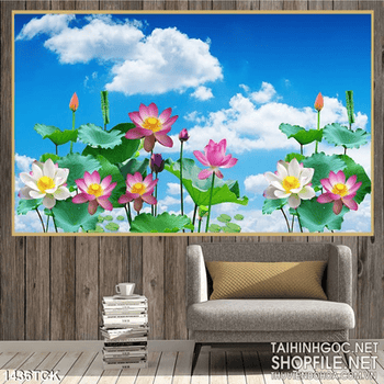 Tranh hoa sen in màu