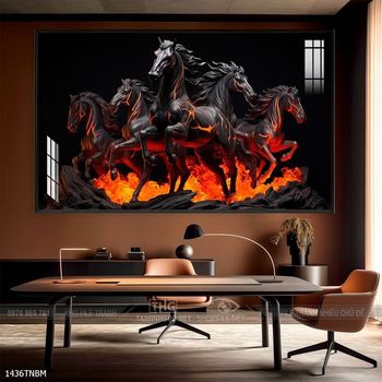 Tranh ngựa bát mã treo tường phòng khách