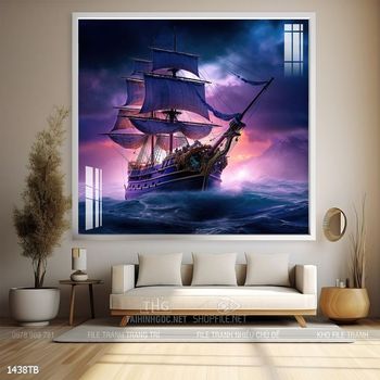 Tranh thuyền buồm vàng phong thủy đẹp