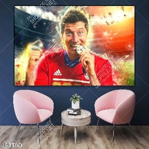 Tranh cầu thủ Lewandowski đội tuyển Hà Lan