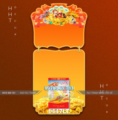 File vector psd khánh lịch Tết thần tài cầm vàng 1447LT