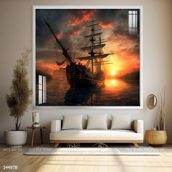 Tranh thuyền buồm và cảnh biển