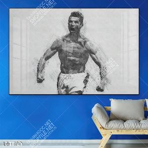 Tranh cầu thủ Ronaldo đen trắng vẽ bằng bút chì
