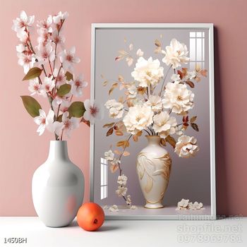 Mẫu tranh bình hoa mới nhất trang trí phòng khách, phòng ăn