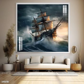 Tranh thuận buồm xuôi gió cánh buồm vàng đẹp nhất