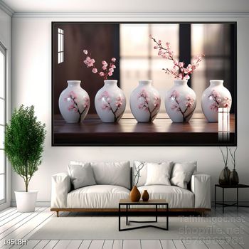 Mẫu tranh bình hoa nghệ thuật decor trang trí tường