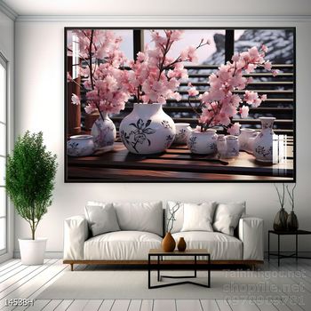 Tranh bình hoa độc đáo trang trí phòng khách