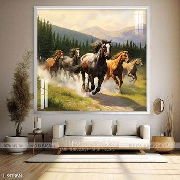 Tranh ngựa bát mã treo tường phòng khách