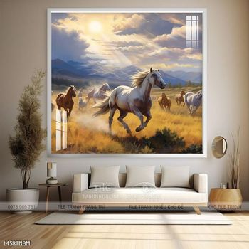 Tranh ngựa bát mã trang trí tường nhà