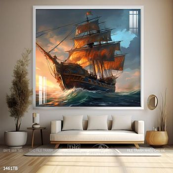 Tranh thuận buồm xuôi gió cánh buồm vàng đẹp nhất