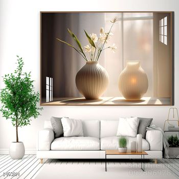 Mẫu tranh bình hoa nghệ thuật decor tường