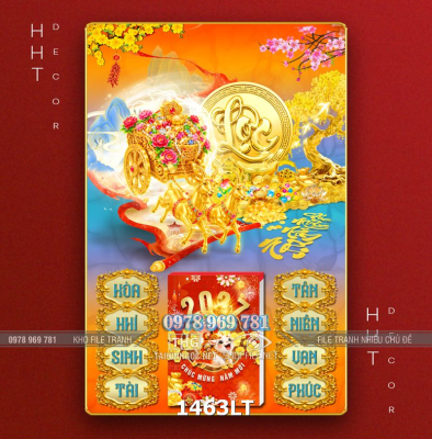 File psd lịch Tết con dê cưỡi tiền vàng tài lộc 1463LT