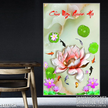 Tranh hoa sen và cửu ngư quần hội