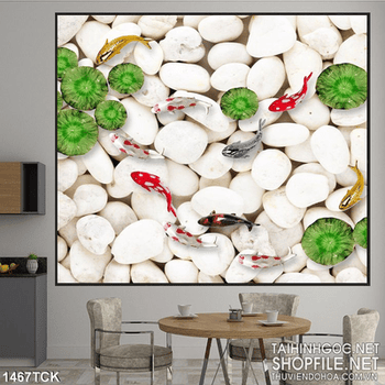 Tranh cá Koi bơi lội