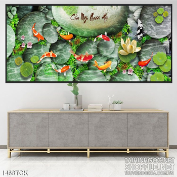 Cá Koi quần hội in màu