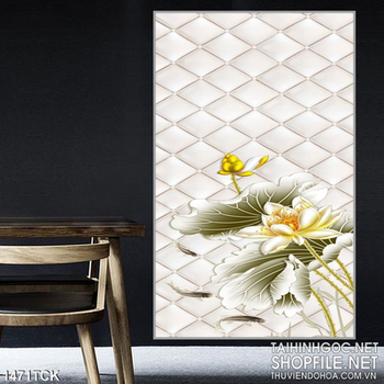 Tranh in kính màu hoa sen vàng